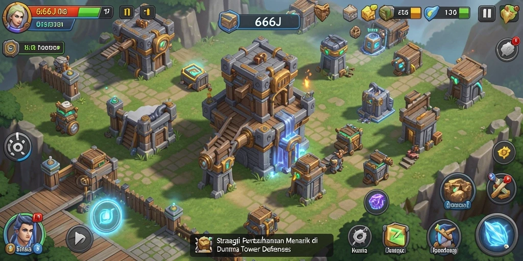 Screenshot gameplay 666J menunjukkan aksi pertahanan yang mendebarkan.