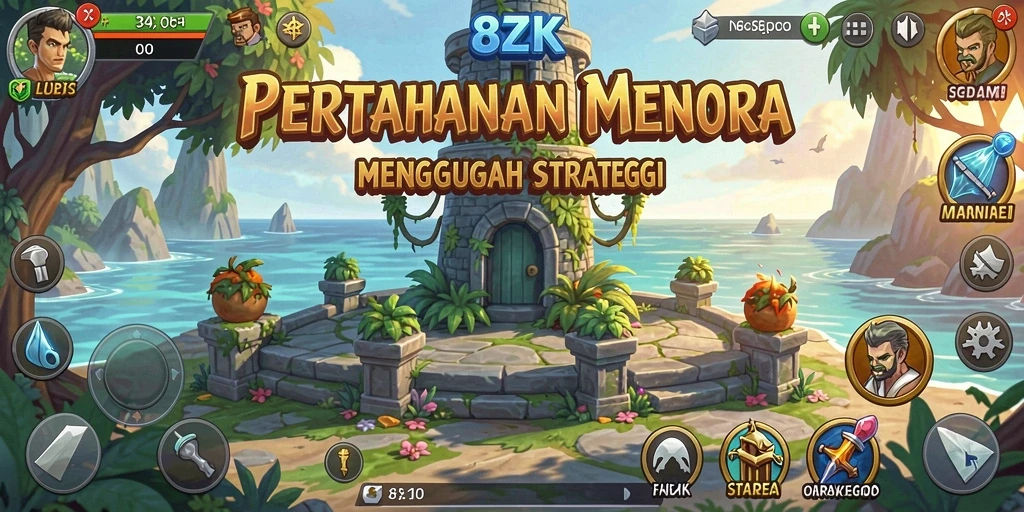 Tampilan gameplay dinamis dari game Tower Defense 8ZK.