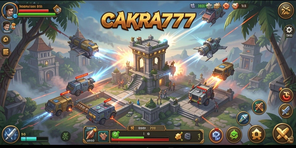 Tangkapan layar CAKRA777 menampilkan aksi menara pertahanan yang mendebarkan.