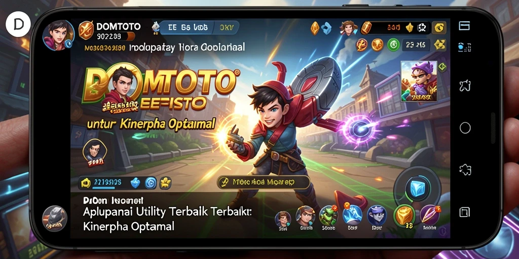 Tangkapan layar utama DOMTOTO menunjukkan antarmuka stylish dan fitur Utility yang bermanfaat.