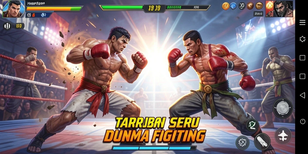 Tampilan gameplay HARAPJP yang penuh aksi dalam pertarungan Fighting.