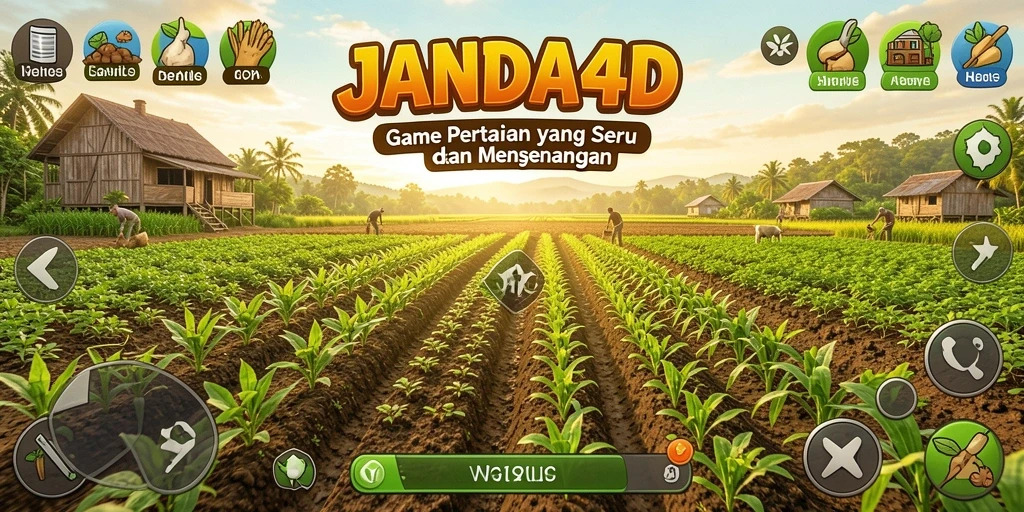 Screenshot gameplay <strong>JANDA4D</strong> menampilkan aktivitas bertani yang dinamis.