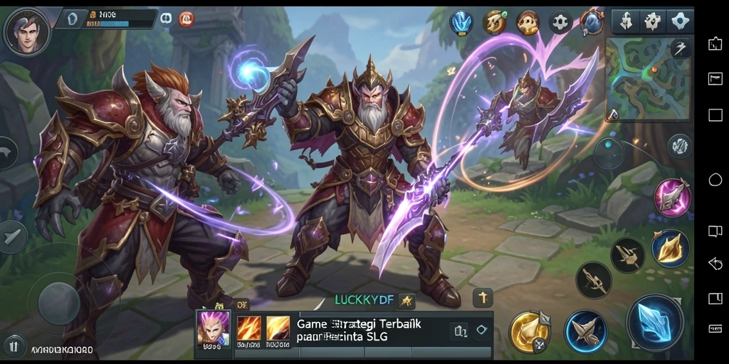 Menampilkan aksi strategis seru dalam gameplay LUCKYDF.