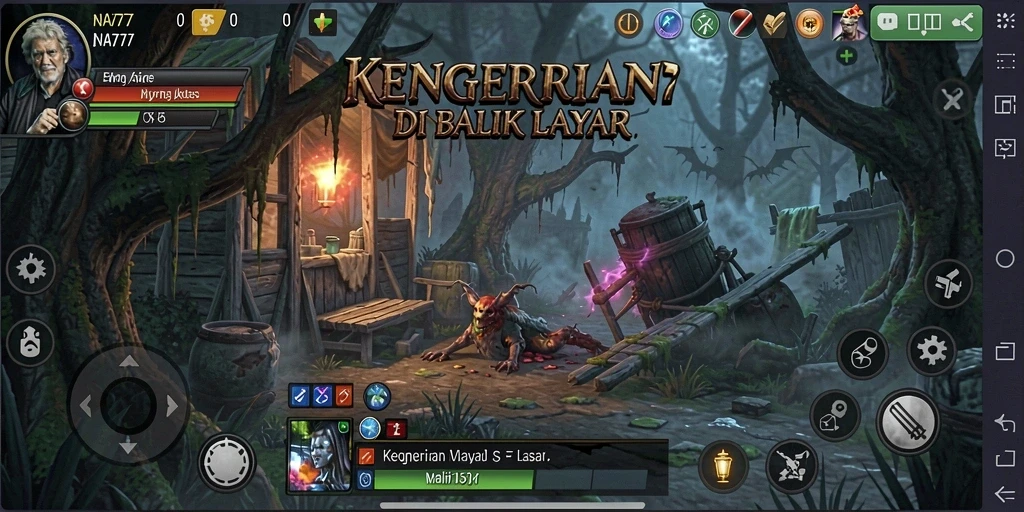 Tampilan menegangkan gameplay NA777 saat terjebak dalam kegelapan.