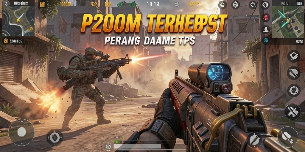 Tangkapan layar gameplay P200M yang menegangkan di medan perang.