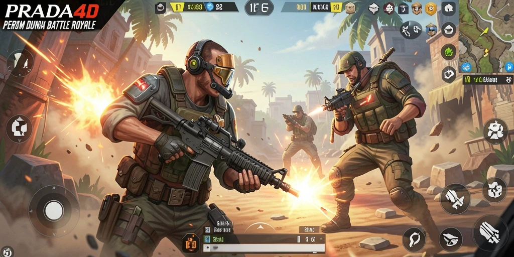 Screenshot gameplay PRADA4D yang menunjukkan aksi Battle Royale mendebarkan.
