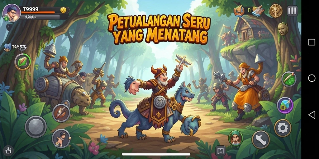 Screenshot gameplay T9999 menampilkan petualangan penuh aksi.
