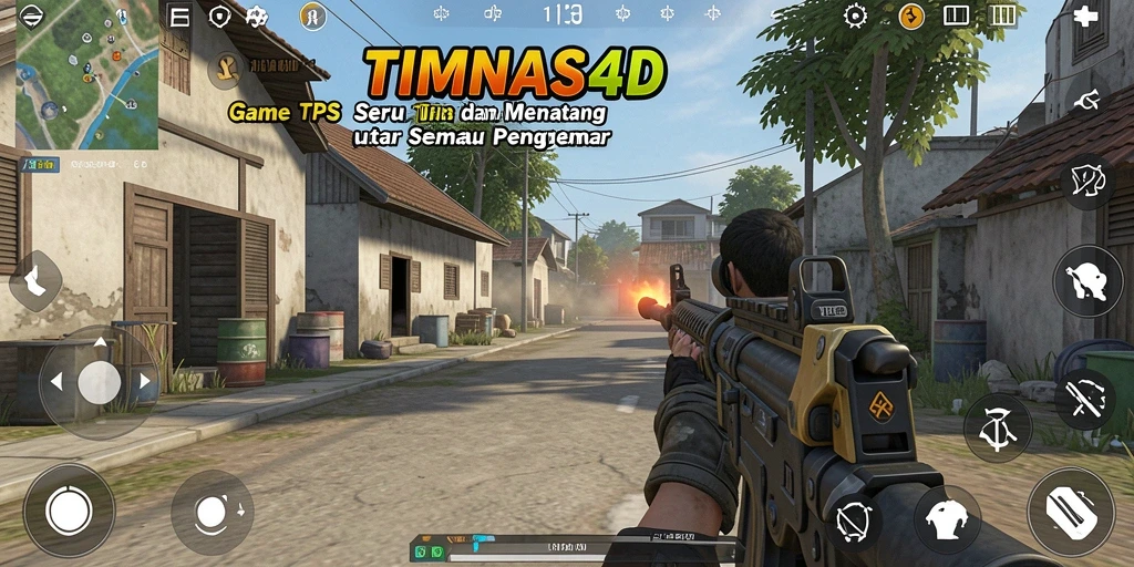 Screenshot gameplay TIMNAS4D menunjukkan aksi tembak-menembak yang seru.